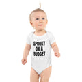 SPOOKY ON A BUDGET baby bodysuit, white