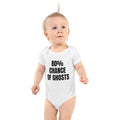 80% CHANCE OF GHOSTS baby bodysuit, white