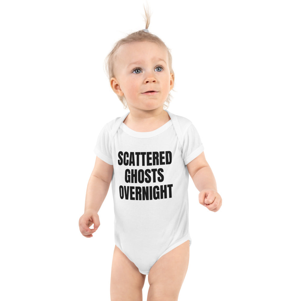 SCATTERED GHOSTS OVERNIGHT baby bodysuit, white