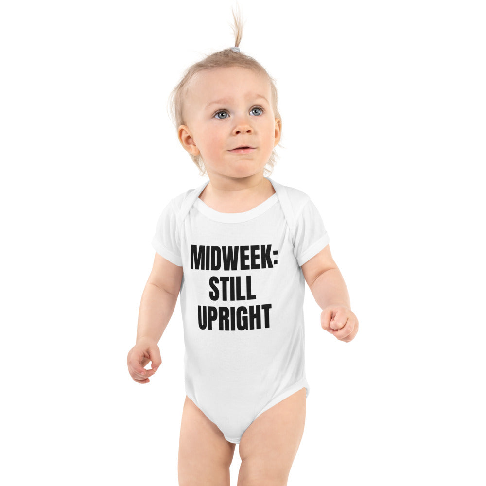 MIDWEEK: STILL UPRIGHT baby bodysuit, white