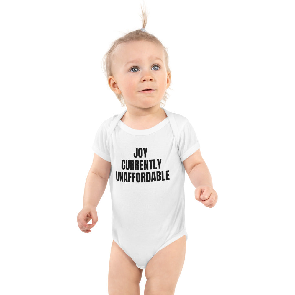 JOY CURRENTLY UNAFFORDABLE baby bodysuit, white