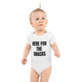 HERE FOR THE SNACKS baby bodysuit, white