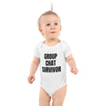 GROUP CHAT SURVIVOR baby bodysuit, white