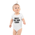 MOSTLY FINE, SOME CLOUDS baby bodysuit, white