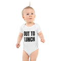 OUT TO LUNCH baby bodysuit, white