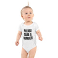 PLEASE TAKE A NUMBER baby bodysuit, white