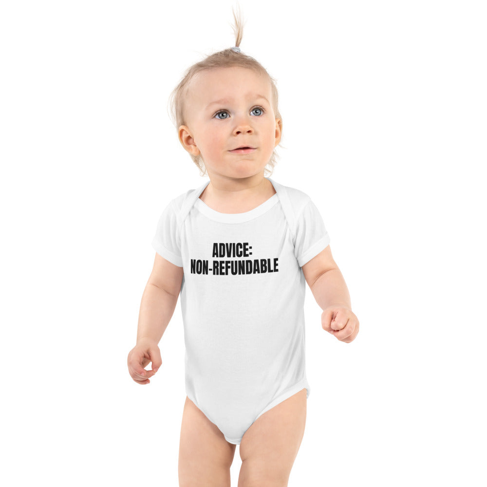 ADVICE: NON-REFUNDABLE baby bodysuit, white
