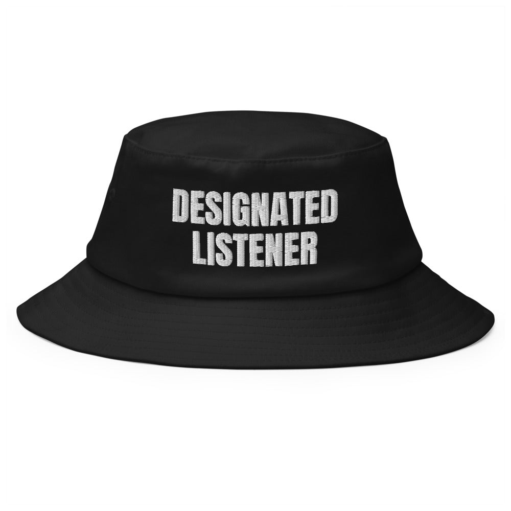 DESIGNATED LISTENER bucket hat, black