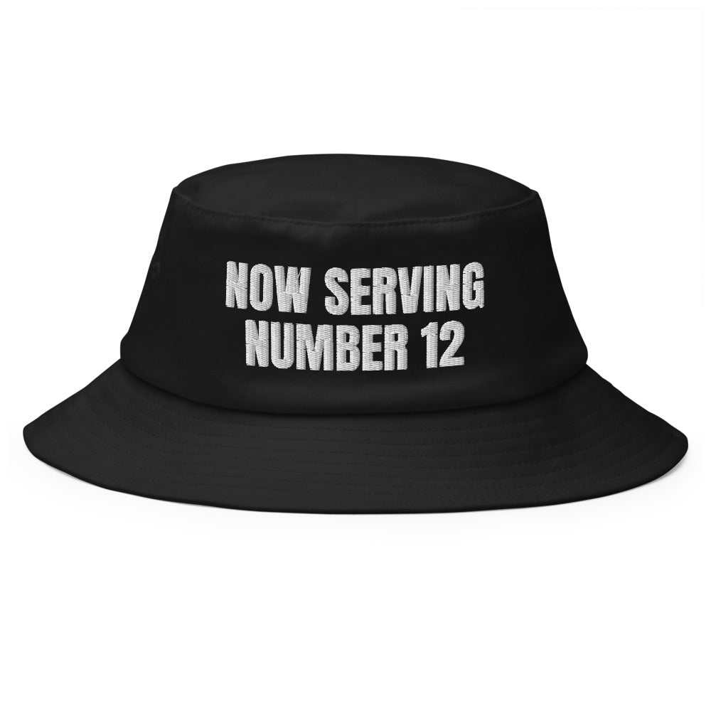 NOW SERVING NUMBER 12 bucket hat, black