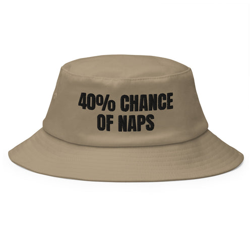 40% CHANCE OF NAPS bucket hat, khaki