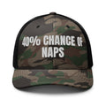 40% CHANCE OF NAPS camo trucker hat, camo/black