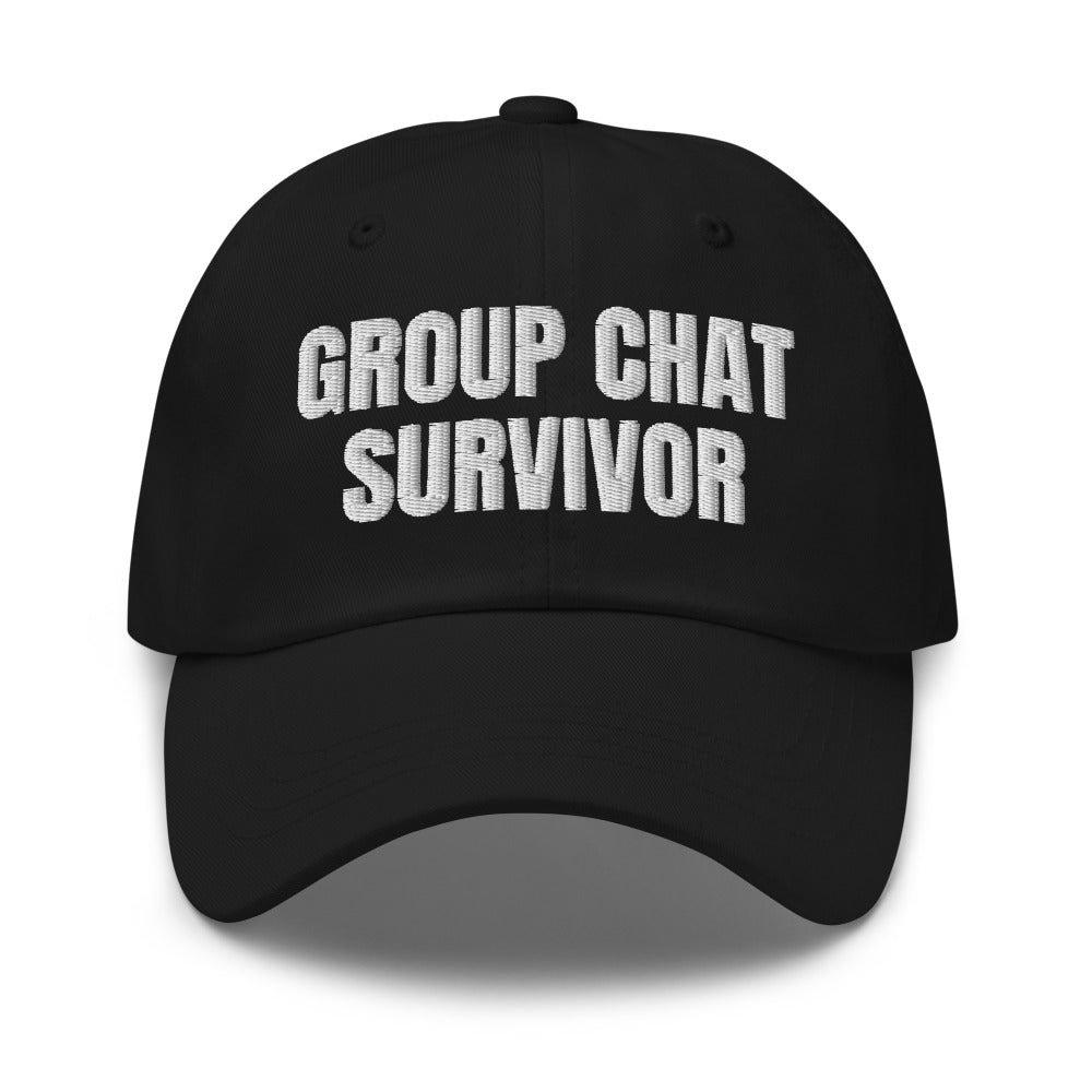 GROUP CHAT SURVIVOR dad hat, black