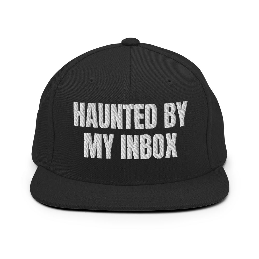 HAUNTED BY MY INBOX snapback, black