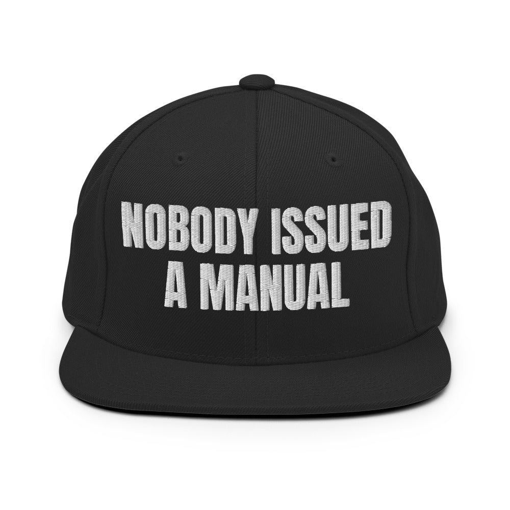 NOBODY ISSUED A MANUAL snapback, black