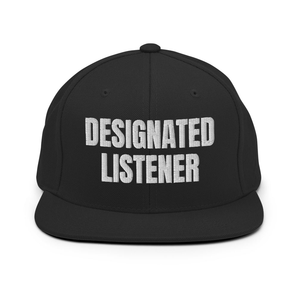 DESIGNATED LISTENER snapback, black
