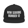 NOW SERVING NUMBER 12 snapback, black