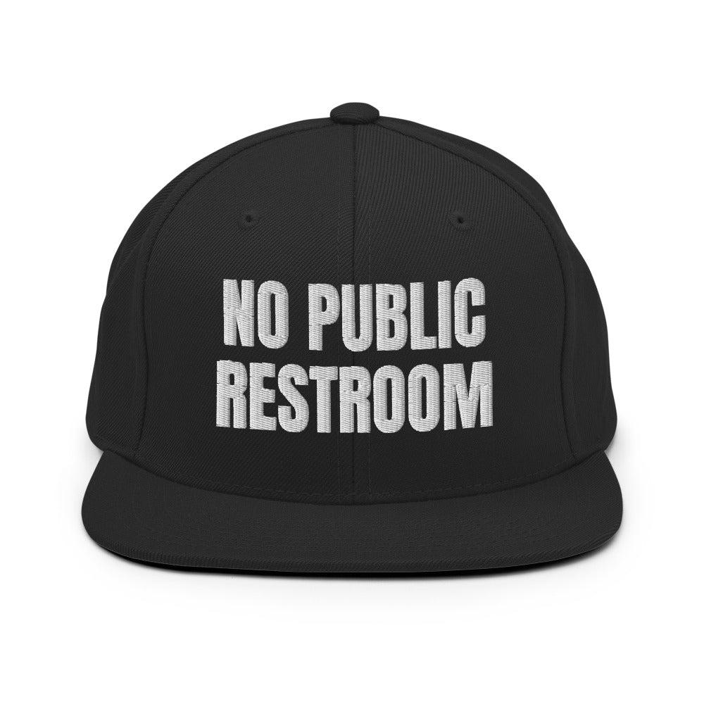 NO PUBLIC RESTROOM snapback, black