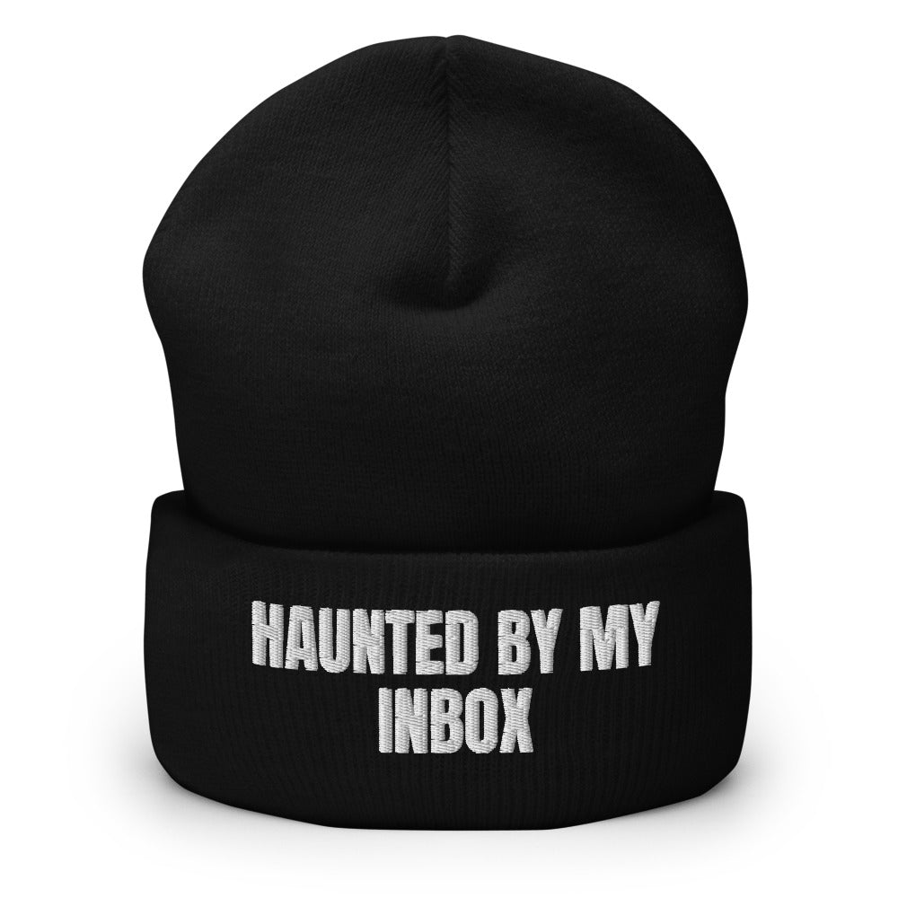 HAUNTED BY MY INBOX beanie, black