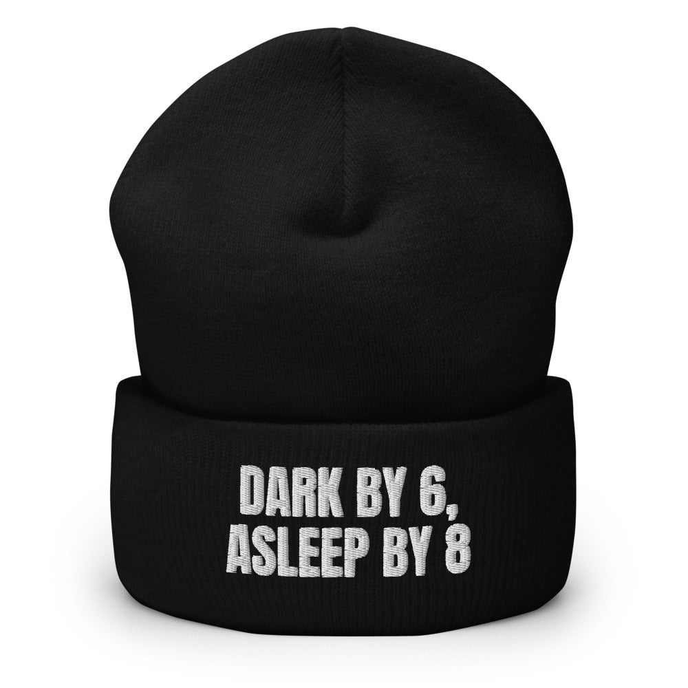 DARK BY 6, ASLEEP BY 8 beanie, black