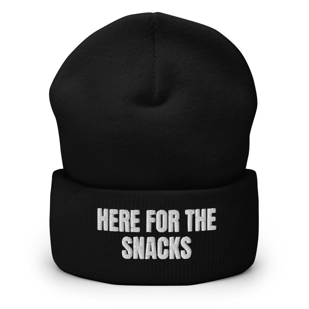 HERE FOR THE SNACKS beanie, black