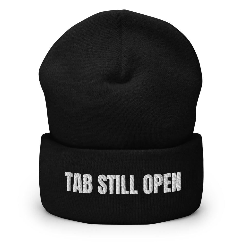 TAB STILL OPEN beanie, black