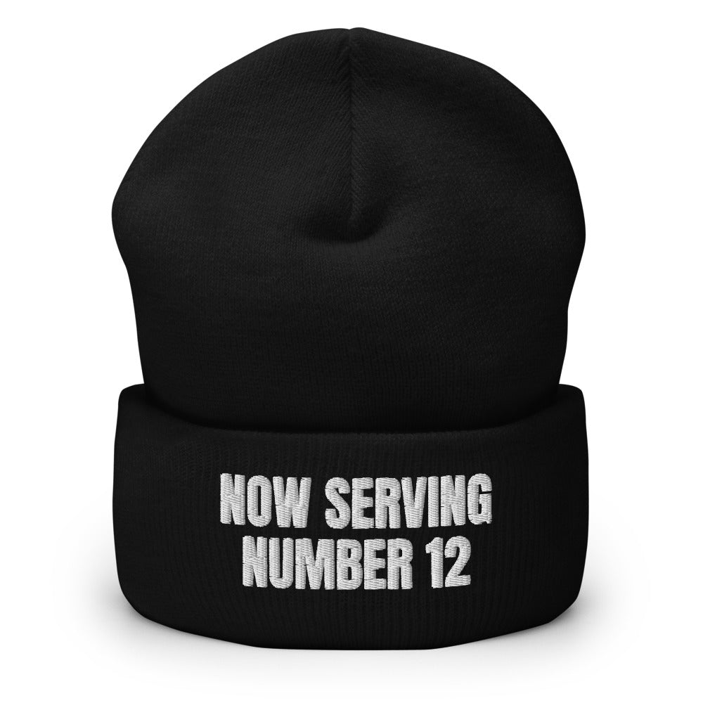 NOW SERVING NUMBER 12 beanie, black