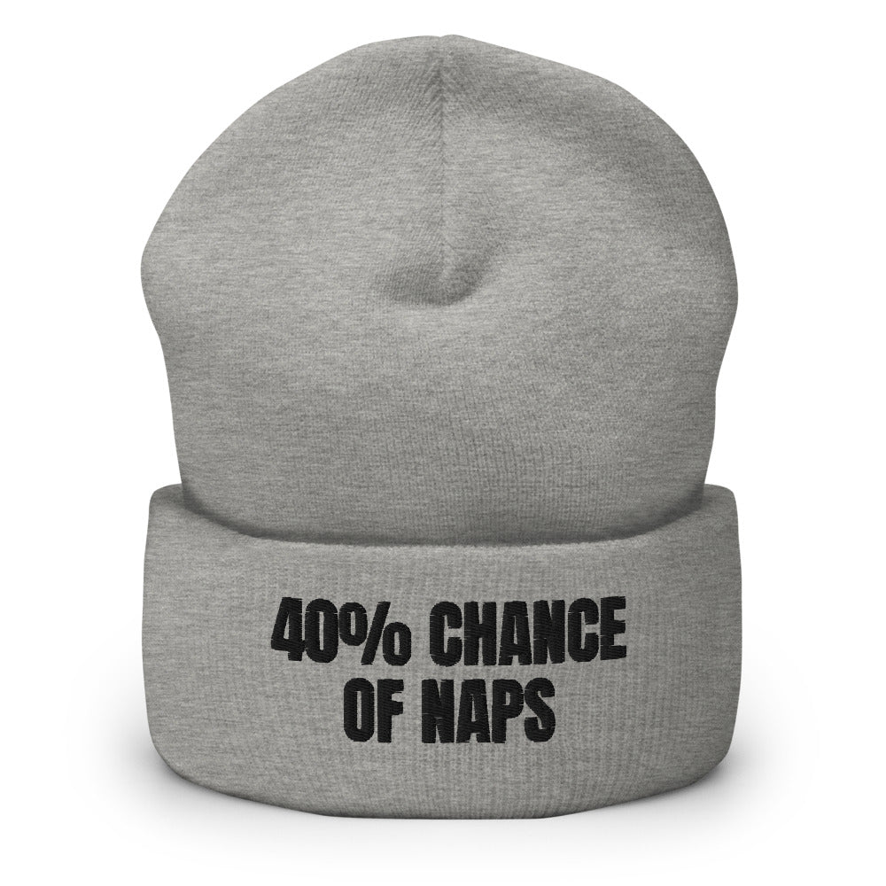 40% CHANCE OF NAPS beanie, heather grey
