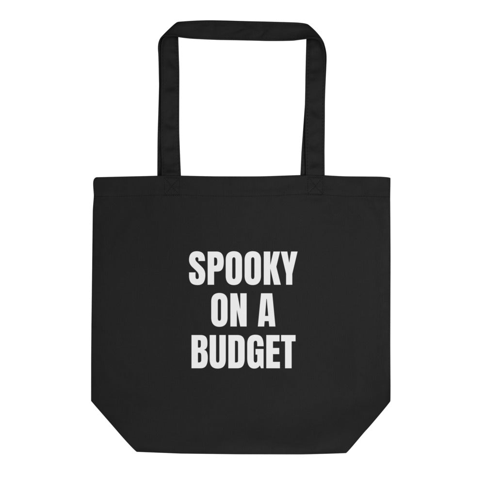 SPOOKY ON A BUDGET tote bag, black
