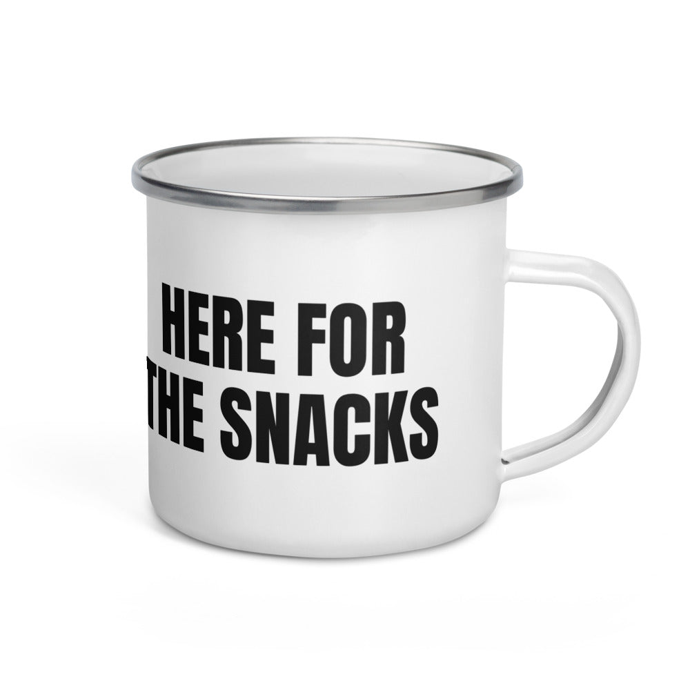 HERE FOR THE SNACKS enamel camp mug
