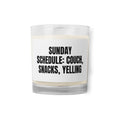 SUNDAY SCHEDULE: COUCH, SNACKS, YELLING candle