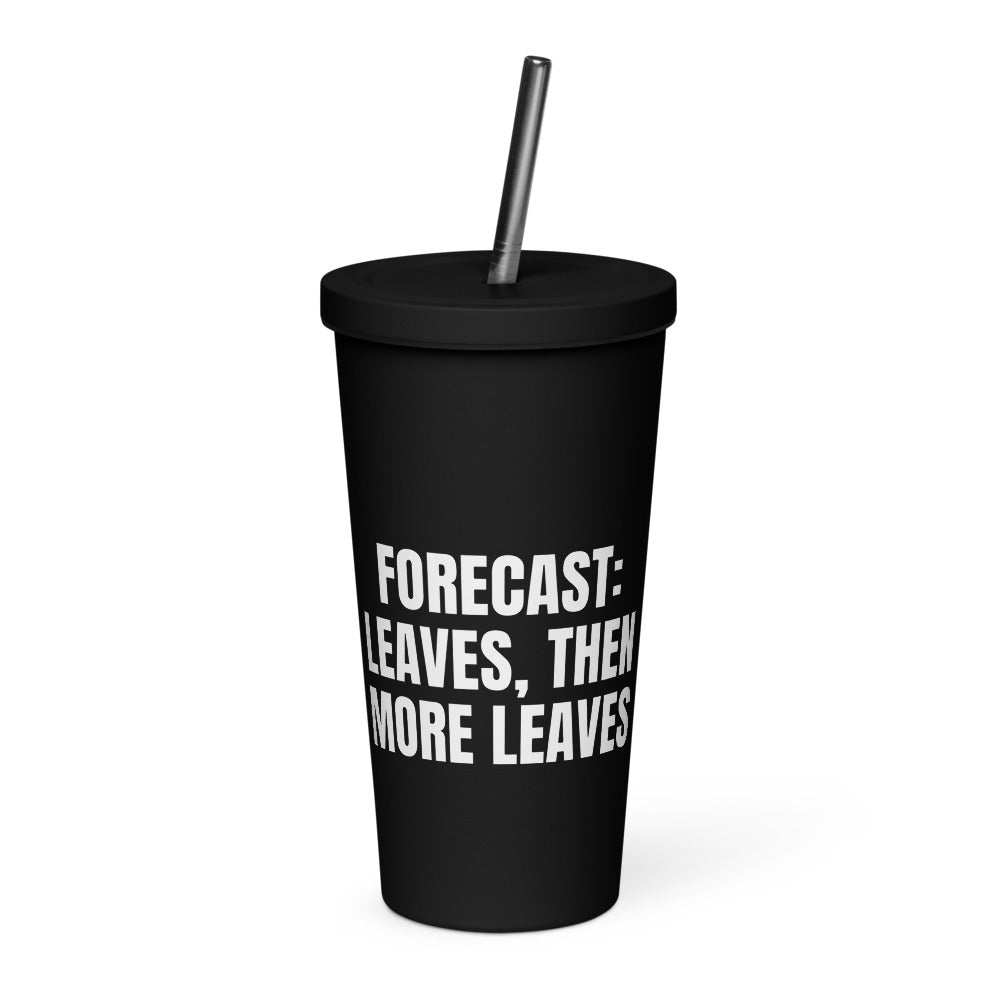 FORECAST: LEAVES, THEN MORE LEAVES tumbler, black