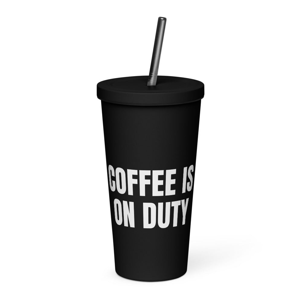 COFFEE IS ON DUTY tumbler, black