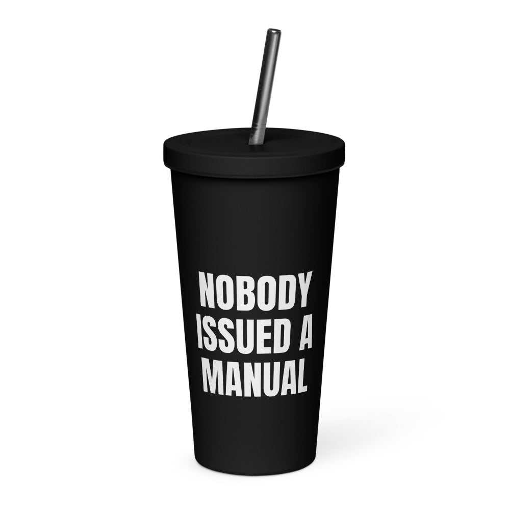 NOBODY ISSUED A MANUAL tumbler, black