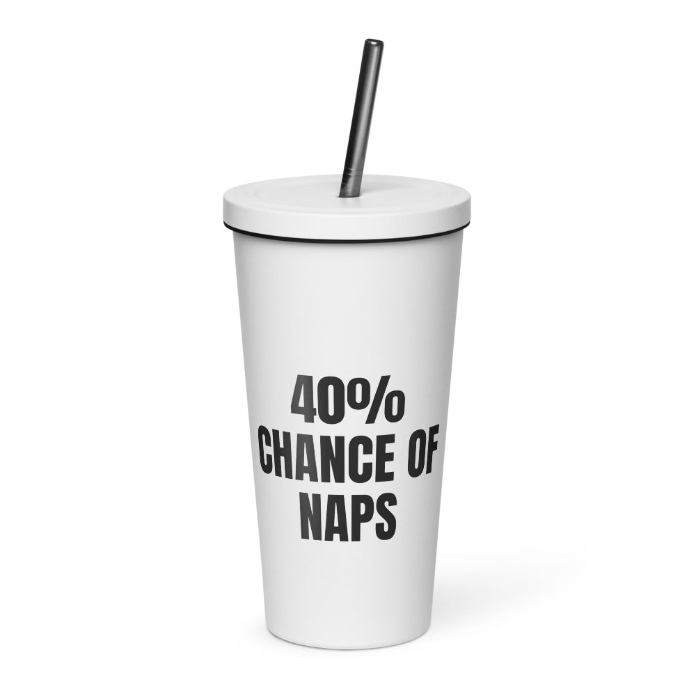 40% CHANCE OF NAPS tumbler, white