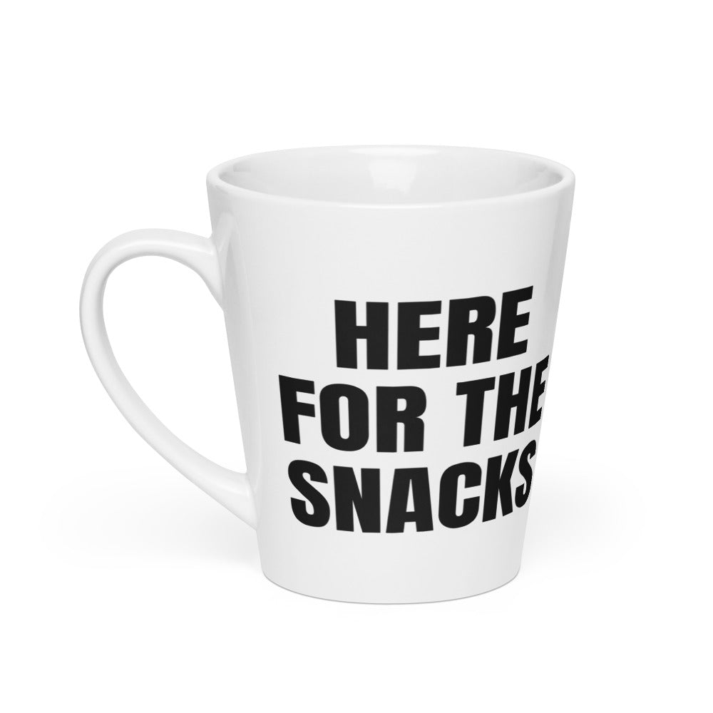 HERE FOR THE SNACKS latte mug