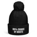 80% CHANCE OF GHOSTS pom-pom beanie, black