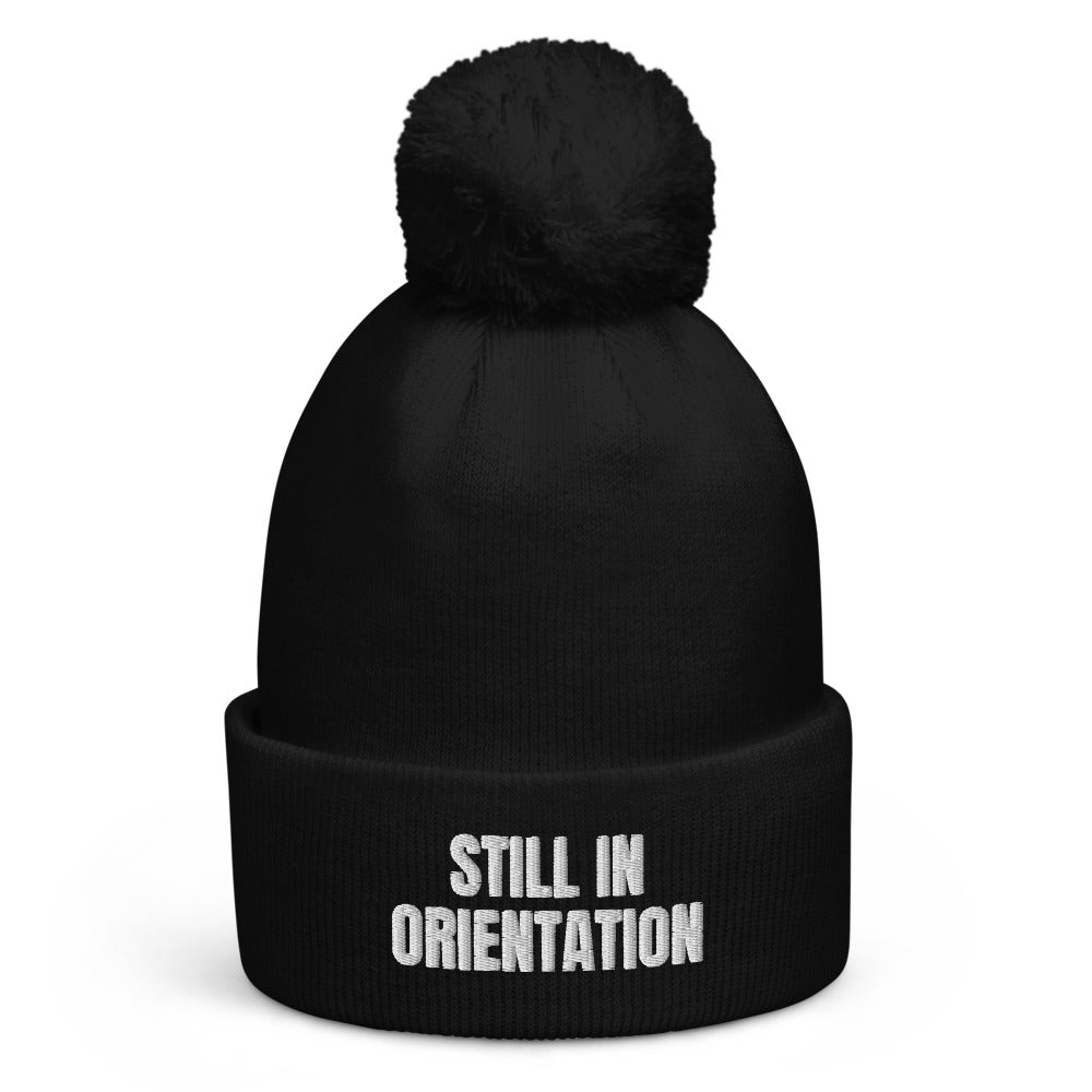 STILL IN ORIENTATION pom-pom beanie, black
