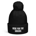 HERE FOR THE SNACKS pom-pom beanie, black