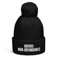 ADVICE: NON-REFUNDABLE pom-pom beanie, black