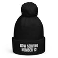 NOW SERVING NUMBER 12 pom-pom beanie, black