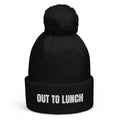 OUT TO LUNCH pom-pom beanie, black