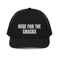 HERE FOR THE SNACKS trucker hat, black