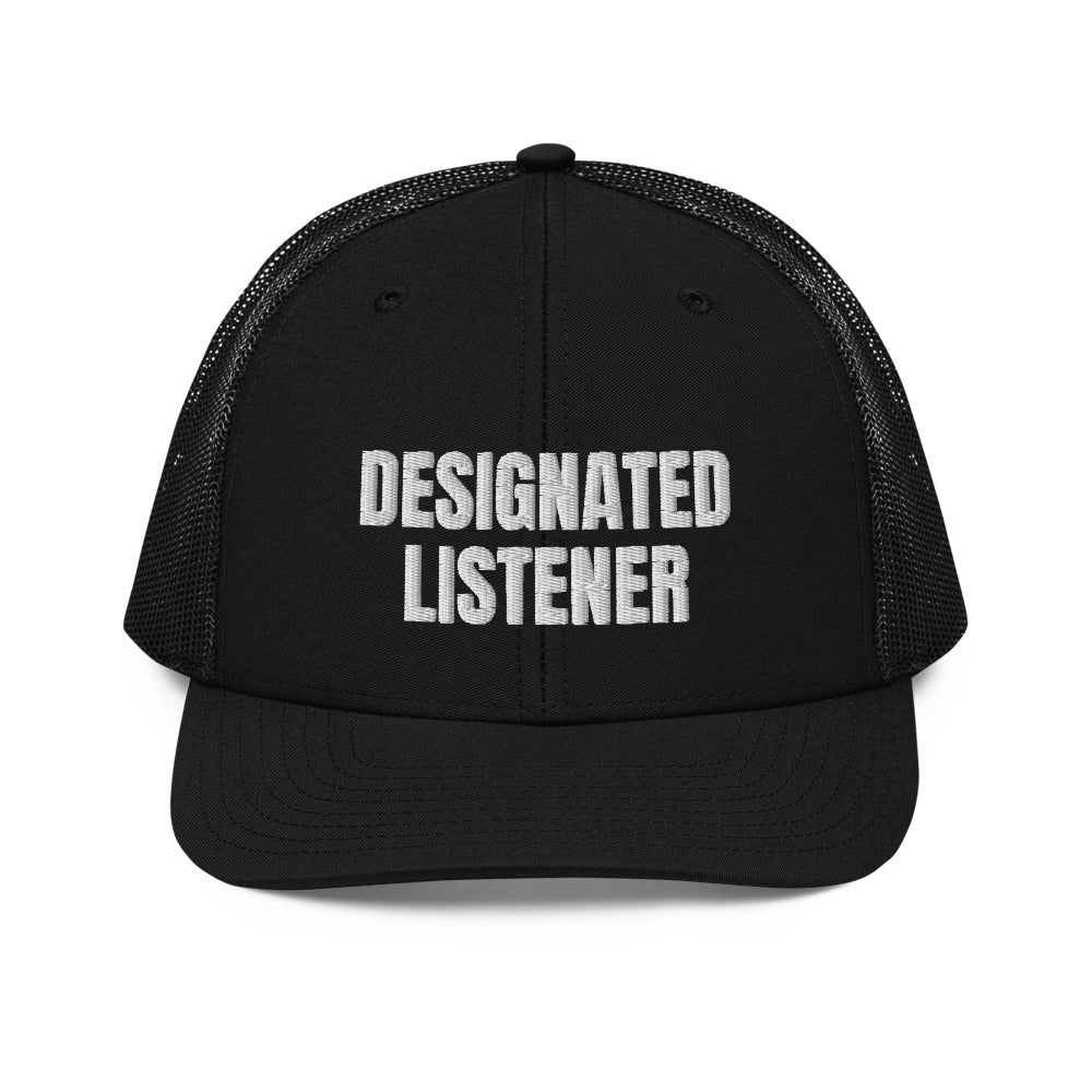 DESIGNATED LISTENER trucker hat, black
