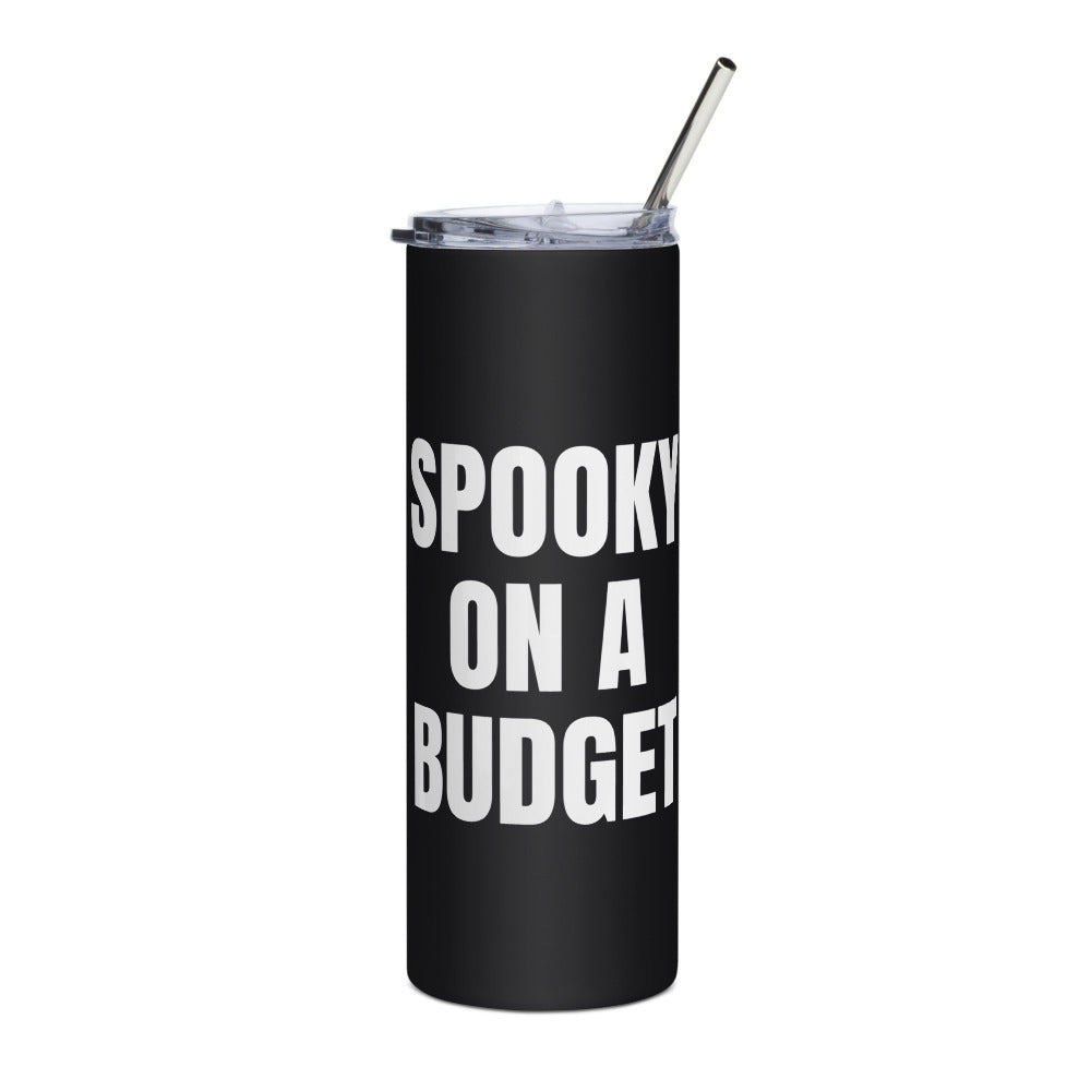 SPOOKY ON A BUDGET steel tumbler, black