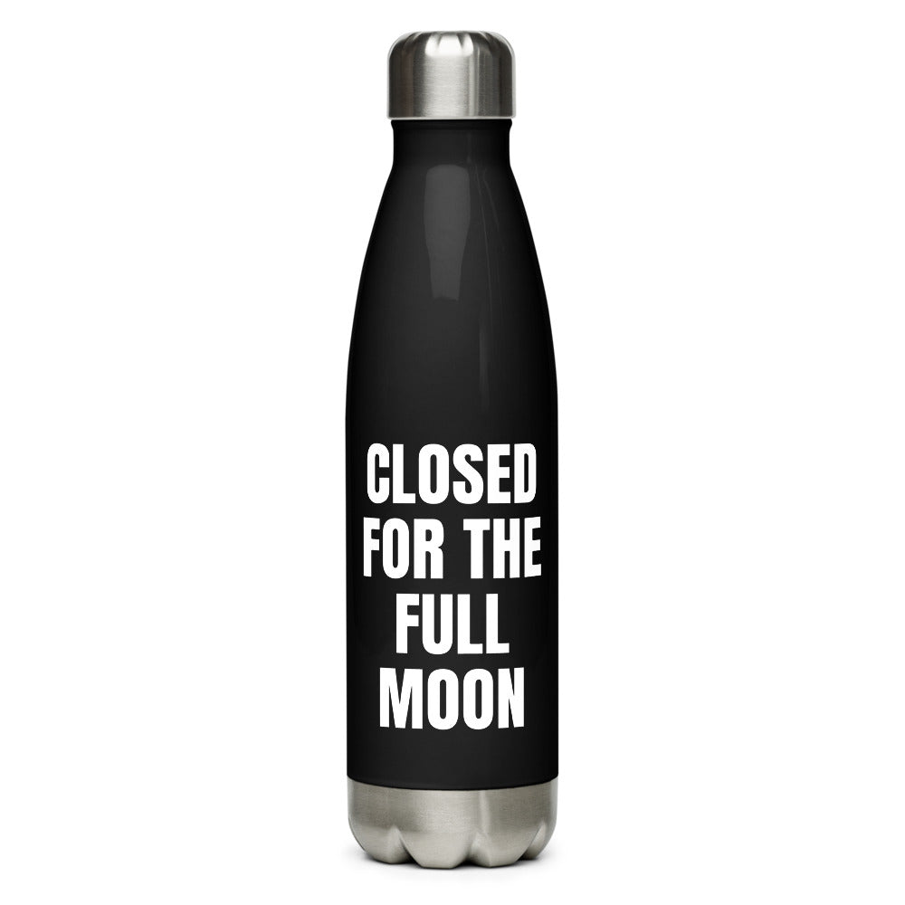CLOSED FOR THE FULL MOON water bottle, black