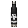 80% CHANCE OF GHOSTS water bottle, black