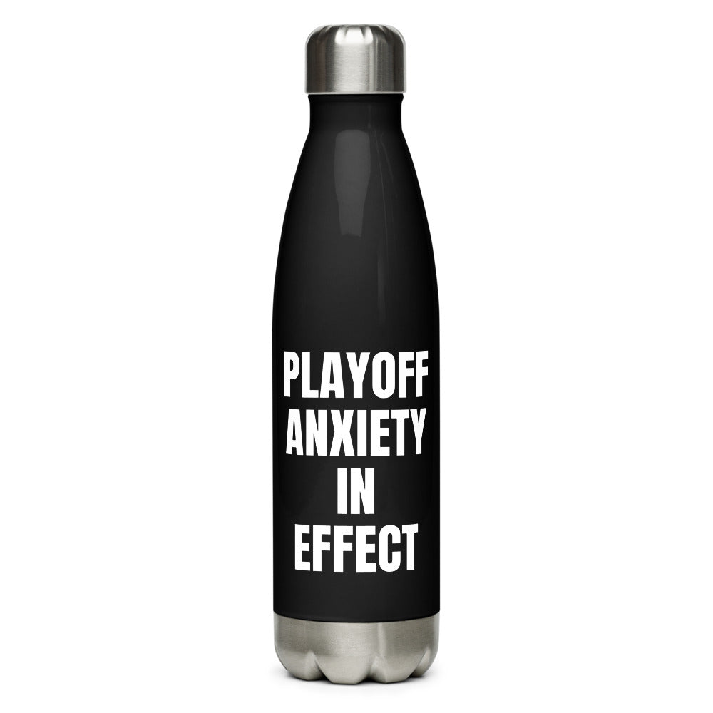 PLAYOFF ANXIETY IN EFFECT water bottle, black