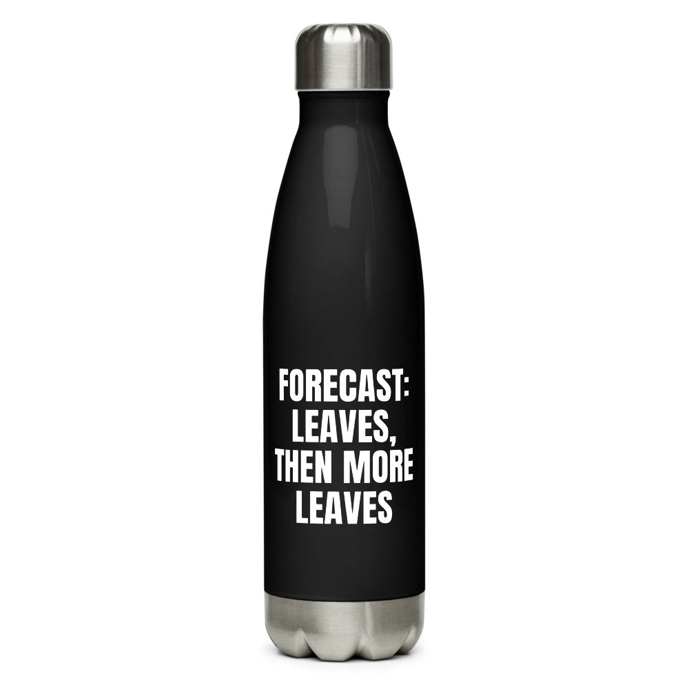 FORECAST: LEAVES, THEN MORE LEAVES water bottle, black