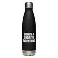 BRINGS A CHAIR TO EVERYTHING water bottle, black