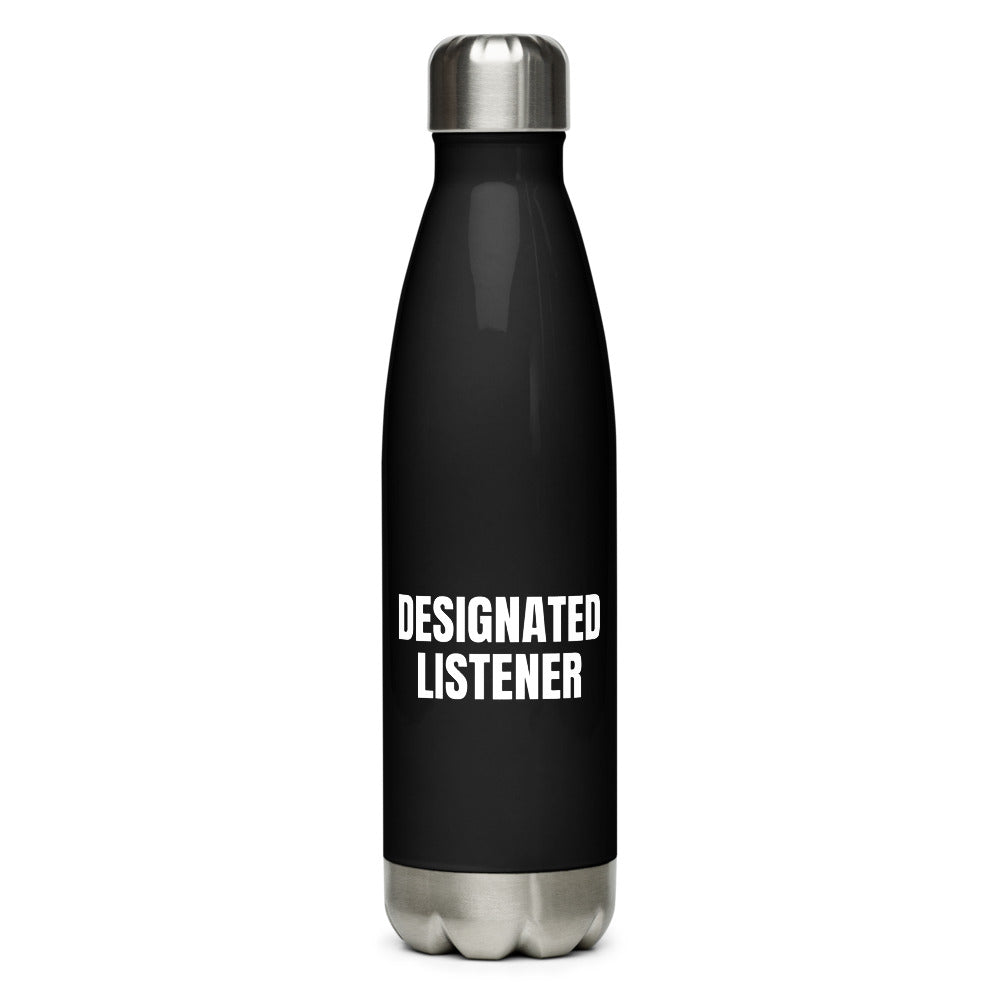DESIGNATED LISTENER water bottle, black